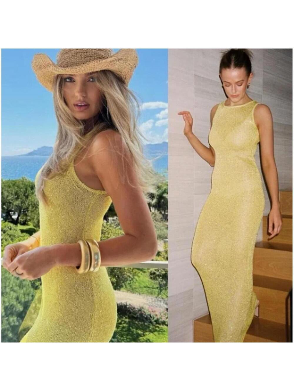 ASTA RESORT Natalia Dress - Chartreuse Sequin
